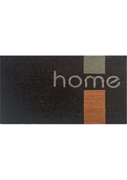 Koko Geometrik Home Desenli Kapı Paspası - Siyah - 35X60 cm