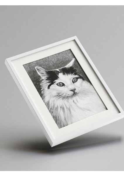 Patili Dostunuza Özel Karakalem Çizim Dijital Çerçeveli - Kedi & Köpek indirimleri