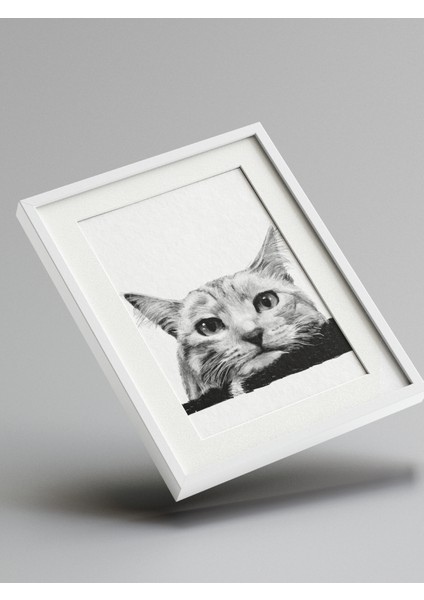 Patili Dostunuza Özel Karakalem Çizim Dijital Çerçeveli - Kedi & Köpek