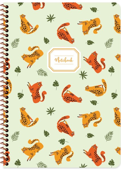 A4 Çizgili Spiralli Hayvanlar Defter - Kedi