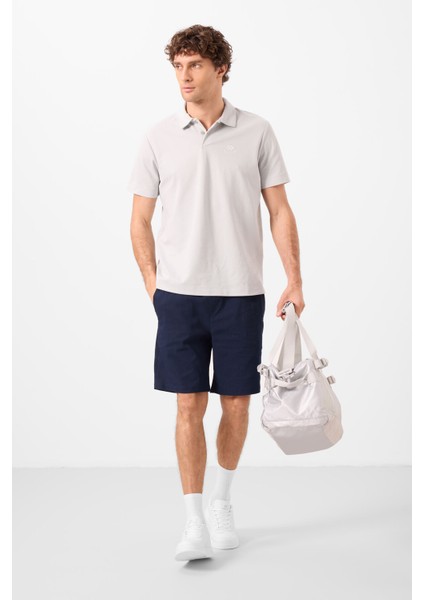 Lacivert Standart Fit Dokuma Hafif Esnek Chino Erkek Şort - 81292