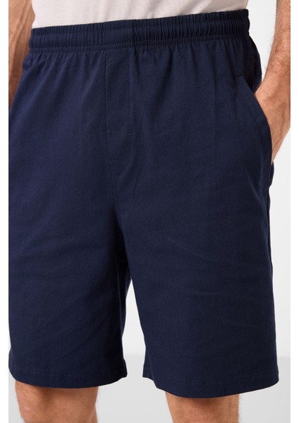 Lacivert Standart Fit Dokuma Hafif Esnek Chino Erkek Şort - 81292
