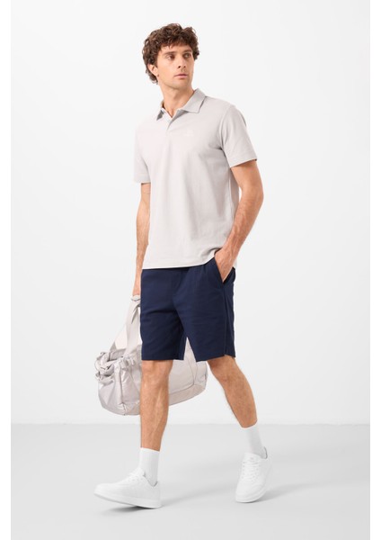 Lacivert Standart Fit Dokuma Hafif Esnek Chino Erkek Şort - 81292