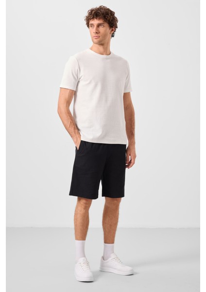Siyah Standart Fit Dokuma Hafif Esnek Chino Erkek Şort - 81289 modelleri