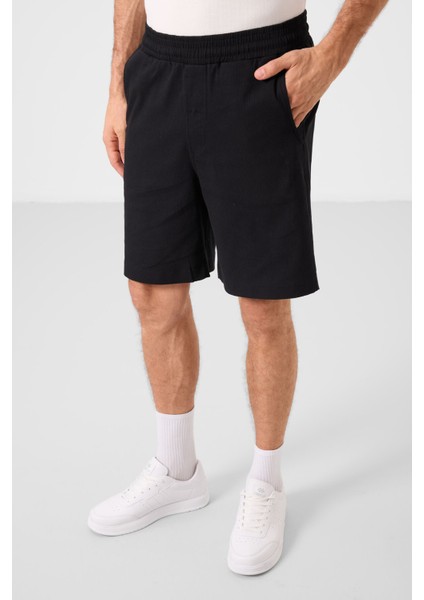 Siyah Standart Fit Dokuma Hafif Esnek Chino Erkek Şort - 81289 fırsatları