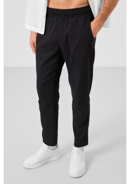 Siyah Standart Fit Dokuma Hafif Esnek Chino Erkek Pantolon - 82177 indirimleri