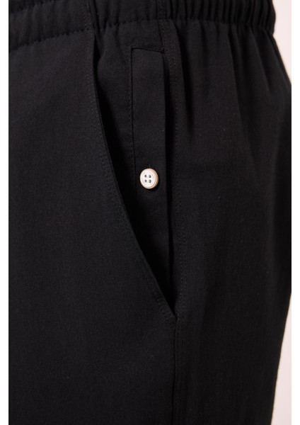 Siyah Standart Fit Dokuma Hafif Esnek Chino Erkek Pantolon - 82178