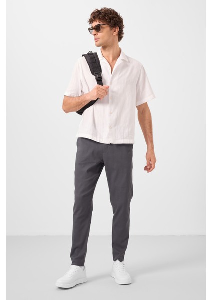 Antrasit Standart Fit Dokuma Hafif Esnek Chino Erkek Pantolon - 82177
