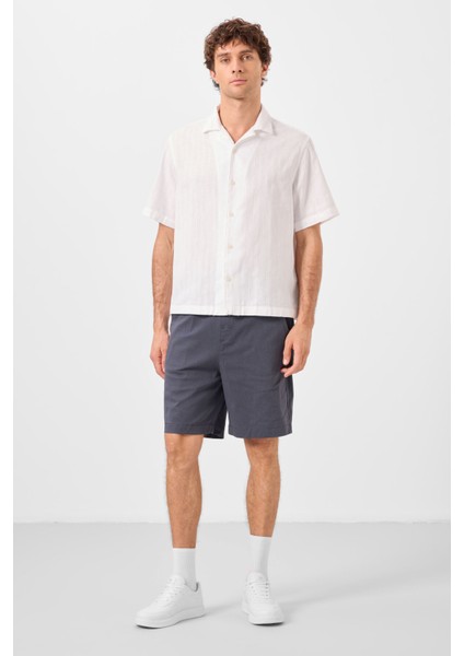 Gri Standart Fit Dokuma Hafif Esnek Chino Erkek Şort - 81293