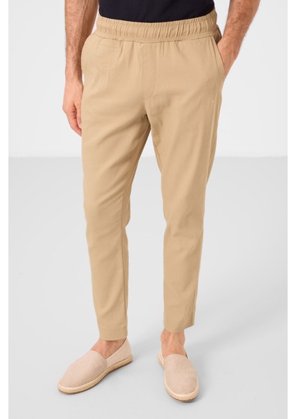 Koyu Bej Standart Fit Dokuma Hafif Esnek Chino Erkek Pantolon - 82177