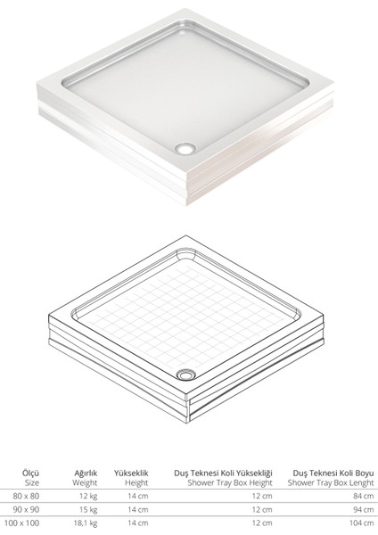 Magna Kare 80 x 80 Duş Teknesi