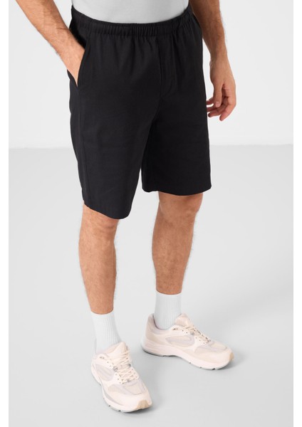Siyah Standart Fit Dokuma Hafif Esnek Chino Erkek Şort - 81291 modelleri