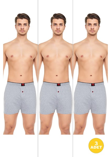 Erkek Rahat ve Konforlu Havlu Bel Pamuklu Düğmeli Boxer 3'lü Paket modelleri