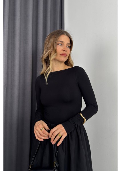 Siyah Çan Model Poplin Elbise