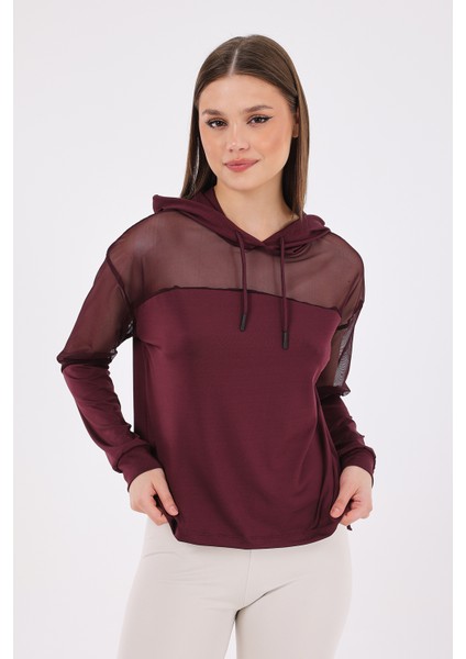 Katie Kadın Kapüşonlu Spor Sweatshirt Mürdüm