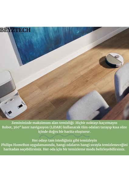 Ultra Güçlü Emiş Gücü Titreşimli Mop 360 Lazer Navigasyon Küçük Engel Algılama Teknolojisi