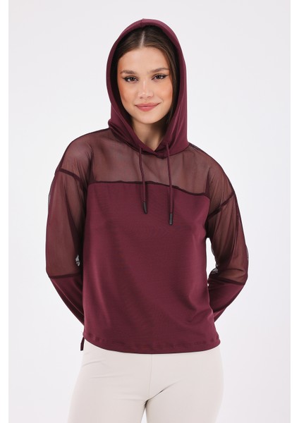 Katie Kadın Kapüşonlu Spor Sweatshirt Mürdüm