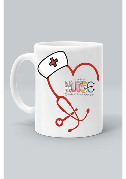 Nurse Hemşire Meslek Tasarım Baskılı Beyaz Klasik Kupa Bardak