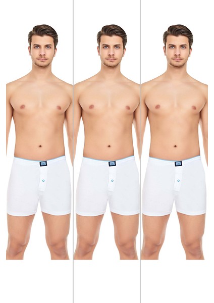 Erkek Rahat ve Konforlu Havlu Bel Pamuklu Düğmeli Boxer 3'lü Paket fiyatları