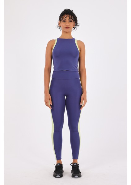 Equinox Kadın Spor Atlet Uzun Tayt Bluz 3lü Takım Saks