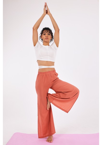 Celeste Kadın Yandan Yırtmaçlı Yoga Pantolonu Nar Çiçeği