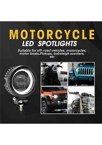 60W 6000LM Yuvarlak LED Melek Gözü Işık Çubuğu 6000K/3000K Beyaz+Sarı Işık Motosiklet Offroad LED Çalışma Işığı Için - 2 Adet (Yurt Dışından)