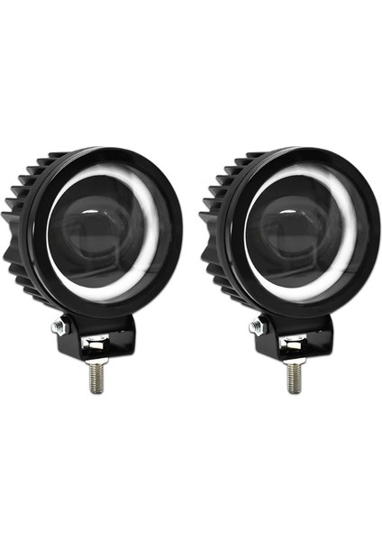 60W 6000LM Yuvarlak LED Melek Gözü Işık Çubuğu 6000K/3000K Beyaz+Sarı Işık Motosiklet Offroad LED Çalışma Işığı Için - 2 Adet (Yurt Dışından)