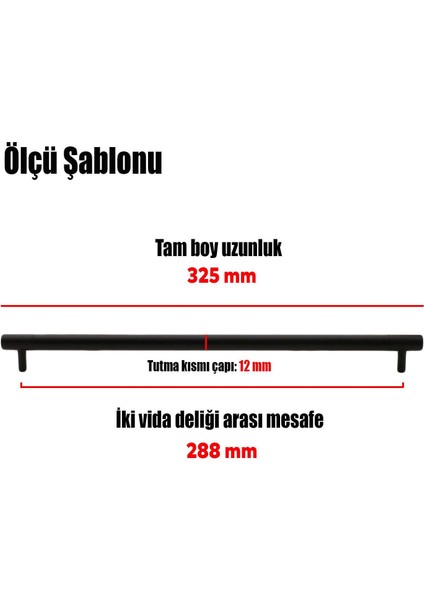 Hitit 10'lu 288 mm Çekmece Dolap Dolabı Kapak Kulpu Kulpları Kulbu Metal Kulp Mobilya Mutfak Banyo