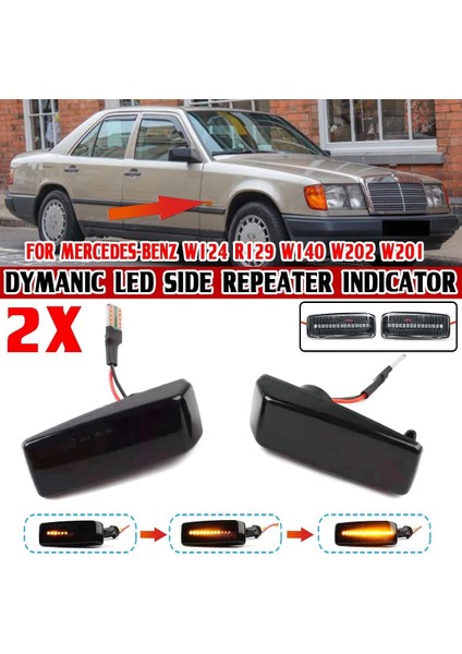 2x LED Dinamik Yan Maker Tekrarlayıcı Işıkları Dönüş Sinyali Lambası Mercedes Benz Ces Sl Sınıfı W201 190 W202 W124 W140 R129 (Yurt Dışından) fiyatları
