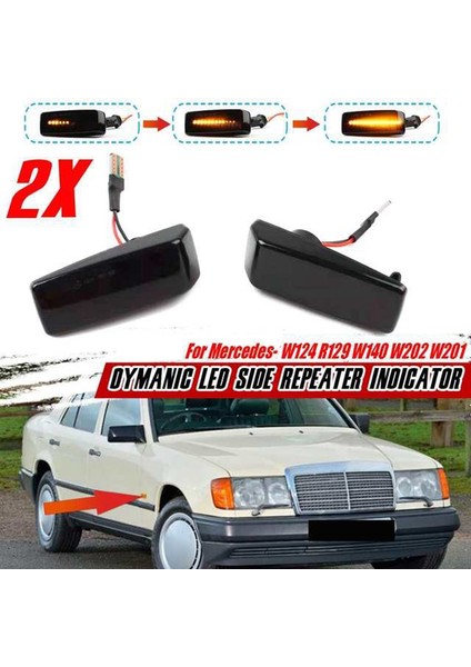 2x LED Dinamik Yan Maker Tekrarlayıcı Işıkları Dönüş Sinyali Lambası Mercedes Benz Ces Sl Sınıfı W201 190 W202 W124 W140 R129 (Yurt Dışından) modelleri