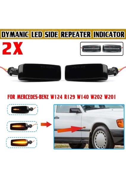2x LED Dinamik Yan Maker Tekrarlayıcı Işıkları Dönüş Sinyali Lambası Mercedes Benz Ces Sl Sınıfı W201 190 W202 W124 W140 R129 (Yurt Dışından) fırsatları