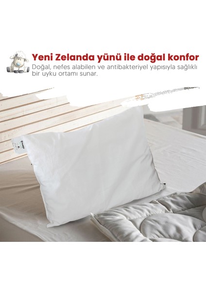 %100 Yeni Zelanda Kuzu Yünü 30x40 cm Bebek Yastığı – Doğal, Nefes Alabilir, Antibakteriyel