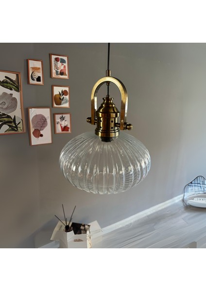 Elegant Şeffaf Cam Avize Delikli Eskitme Başlık Başlık Sarkıt Lamba Restoran Salon Aydınlatma