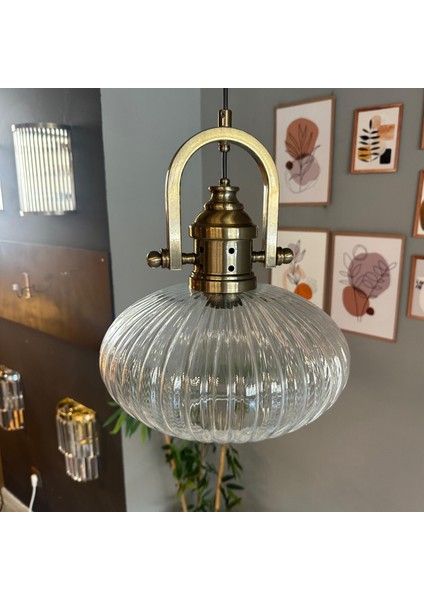 Elegant Şeffaf Cam Avize Delikli Eskitme Başlık Başlık Sarkıt Lamba Restoran Salon Aydınlatma