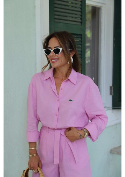 Pembe Keten Işlemeli Gömlek fiyatları