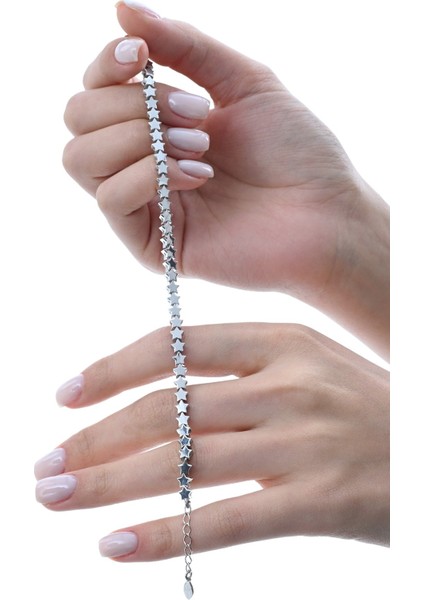 Gümüş Rodyumlu Modern Görünümlü Kayan Yıldızlar Bileklik SGTL12856RODAJ modelleri