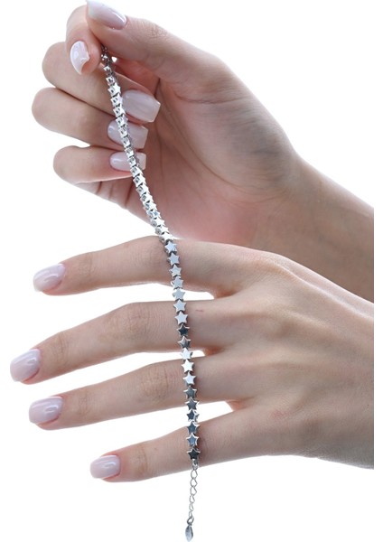 Gümüş Rodyumlu Modern Görünümlü Kayan Yıldızlar Bileklik SGTL12856RODAJ fırsatları