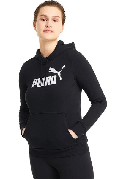 ESS LOGO HOODİE 586791-01 KADIN SİYAH Sweatshirt modelleri