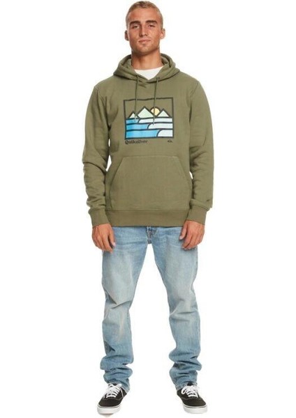 Landscape Lınes Hoodıe Yeşil Erkek Sweatshirt