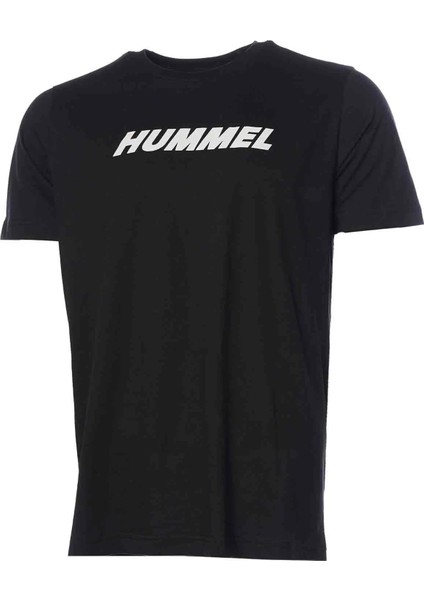 Erkek T-Shirt Siyah 911947-2001 Hummel Hmlelemental Logo Cotton Tee