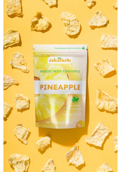 Freeze Dried Ananas, Dondurularak Kurutulmuş Meyve Cipsi, Freeze Dry Meyve Kurusu 30 gr