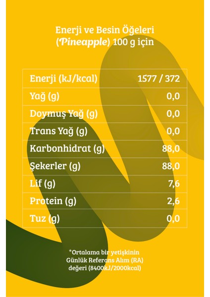Freeze Dried Ananas, Dondurularak Kurutulmuş Meyve Cipsi, Freeze Dry Meyve Kurusu 30 gr