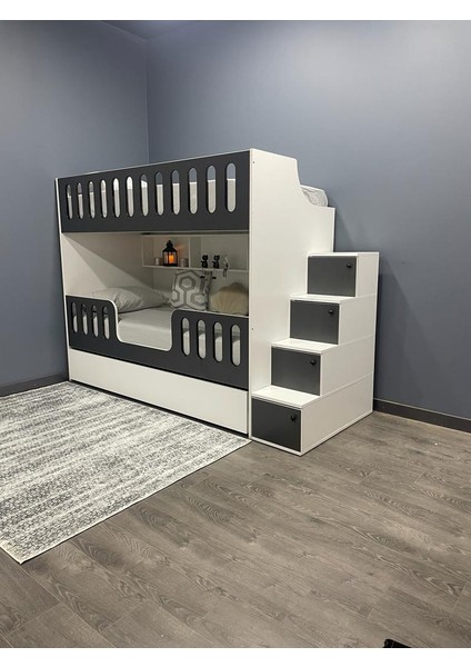 Yakamoz Yavrulu Seyyar Merdivenli Ranza Ab 90*190 Iç Yatak Ölçülü