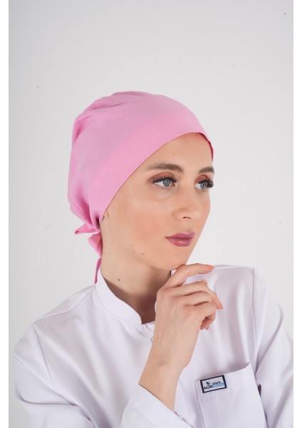 Tesettür Düz Şeker Pembesi Hemşire Doktor Aşçı Hastane Medikal Tesettür Cerrahi Bonesi