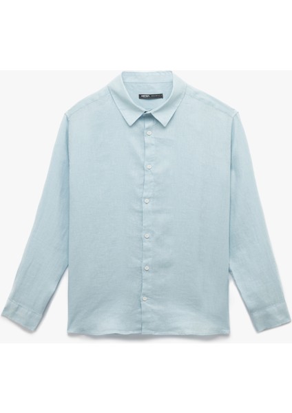 Klasik Yaka Regular Fit Uzun Kollu Keten Gömlek