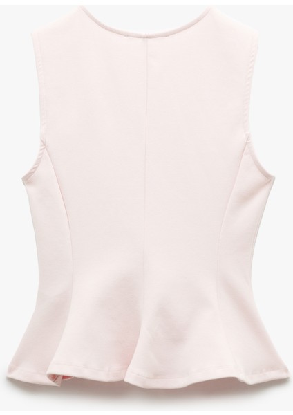 Pamuklu Slim Fit Bisiklet Yaka Volanlı Kolsuz Bluz fiyatları