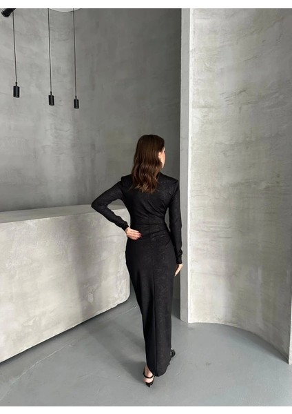 Drape Detaylı Midi Elbise