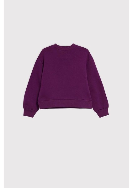 (Kids Girl) Bisiklet Yaka Şardonlu Sweatshirt modelleri