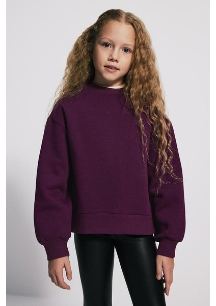 (Kids Girl) Bisiklet Yaka Şardonlu Sweatshirt fırsatları