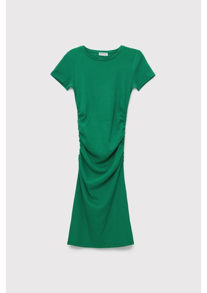 Büzgülü Kısa Kol Kaşkorse Midi Elbise indirimleri